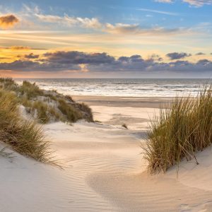 View,From,Dune,Top,Over,Sunset,In,North,Sea,From